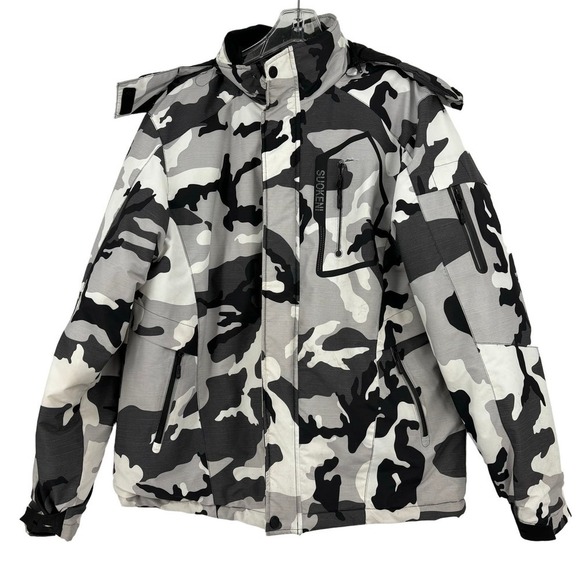 Suokeni Ski Jacket Winter Snow Coat Waterproof Black Gray Camouflage Size S - Picture 1 of 16